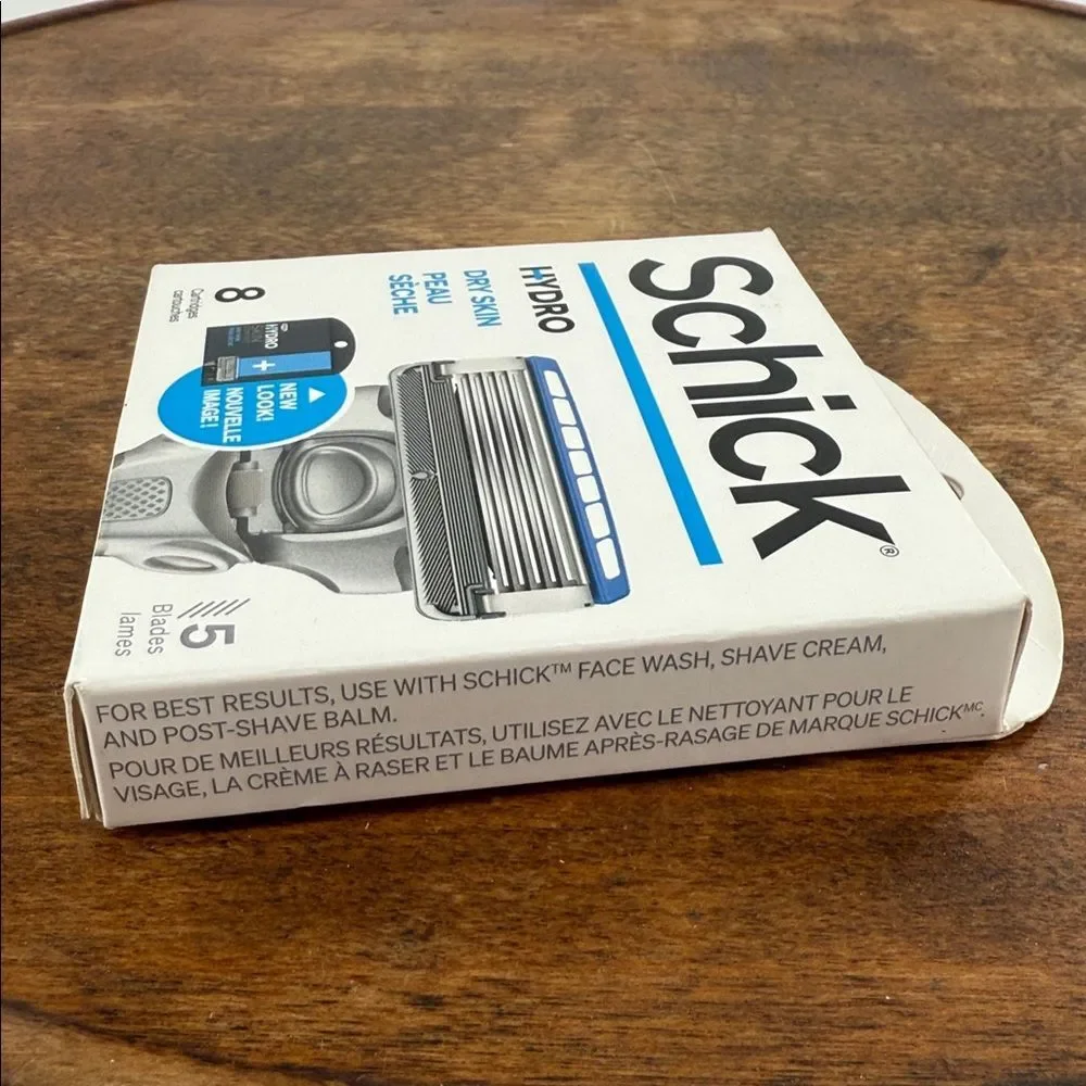 Schick Hydro Razor Blades 8 Cartridges Dry Skin 5 Blades Refills